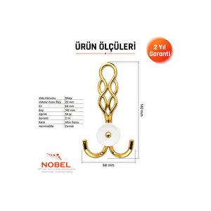 Örgü Portmanto Askısı, Metal Vestiyer Askısı, - Gr, Dolap Ve Duvar Askılığı, Altin (vidalı)