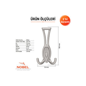 Zepli̇n Portmanto Askısı, Metal Vestiyer Askısı, 84 Gr, Dolap Ve Duvar Askılığı, Matkrom (vidalı)