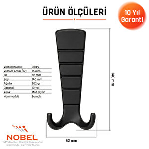 Mina Lüks Portmanto Askı, Metal, Vestiyer Askı, 202 Gr, Dolap Askılık, Duvar Askılığı, Mat Siyah (vidalı)5 Adet