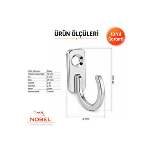 Anahtar Askısı, Metal Vestiyer Askısı, 2 Gr, Dolap Ve Duvar Askılığı, Çi̇nko (vidalı)