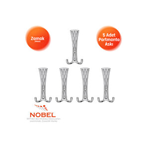 Emet Portmanto Askısı, Metal Vestiyer Askısı, Krom, Duvar Ve Dolap Askılığı (5'li Set) Vidalı