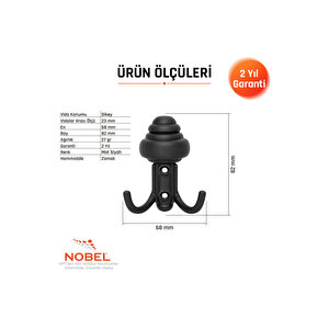 Sarikli Askı, Metal Vestiyer Askısı, Matsiyah, Duvar Ve Dolap Askılığı (5'li Set) Vidalı
