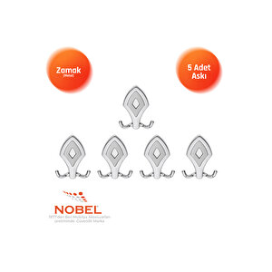 Baklava Askı, Metal Vestiyer Askısı, Krom Matkrom, Duvar Ve Dolap Askılığı (5'li Set) Vidalı