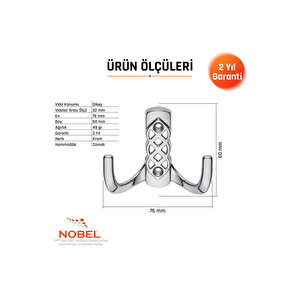 Karatay Askı, Metal Vestiyer Askısı, 49 Gr, Dolap Ve Duvar Askılığı, Krom (vidalı)