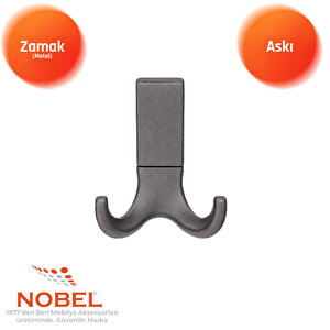 Best Lüks Askı, Metal, Vestiyer Askı, 121 Gr, Dolap Askılık, Duvar Askılığı, Titanyum (vidalı)