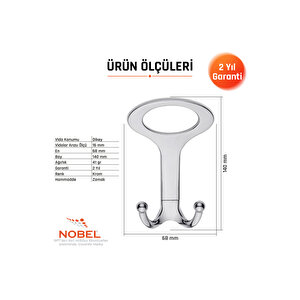 Melon Açik Portmanto Askısı, Metal Vestiyer Askısı, Krom, Duvar Ve Dolap Askılığı (5'li Set) Vidalı