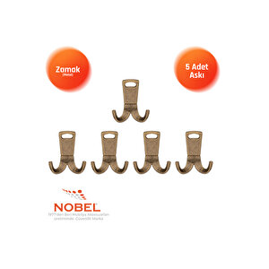 Seylan Askı, Metal Vestiyer Askısı, Anti̇k Sari, Duvar Ve Dolap Askılığı (5'li Set) Vidalı