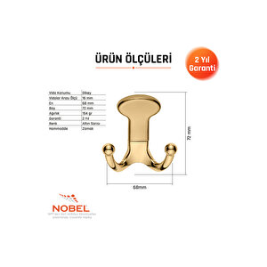 Melon Askı, Metal Vestiyer Askısı, Altin, Duvar Ve Dolap Askılığı (5'li Set) Vidalı
