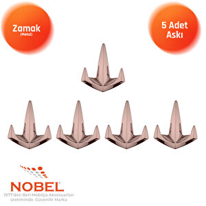 Datça Lüks Askı, Metal, Vestiyer Askı, 128 Gr, Dolap Askılık, Duvar Askılığı, Bronz (vidalı)5 Adet