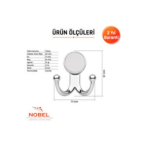 Mi̇sket Askı, Metal Vestiyer Askısı, 51 Gr, Dolap Ve Duvar Askılığı, Krom (vidalı)