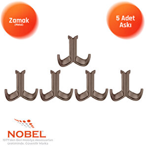 Marmaris Lüks Askı, Metal, Vestiyer Askı, 85 Gr, Dolap Askılık, Duvar Askılığı, Bronz (vidalı)5 Adet
