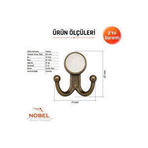 Mi̇sket Askı, Metal Vestiyer Askısı, Anti̇k Sari , Duvar Ve Dolap Askılığı (5'li Set) Vidalı