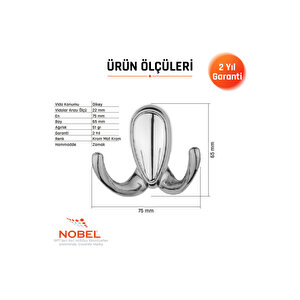 Ari̇s Askı, Metal Vestiyer Askısı, Krom Matkrom, Duvar Ve Dolap Askılığı (5'li Set) Vidalı