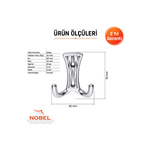 Emet Askı, Metal Vestiyer Askısı, Krom, Duvar Ve Dolap Askılığı (5'li Set) Vidalı