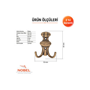 Çi̇zgi̇li̇ Askı, Metal Vestiyer Askısı, 37 Gr, Dolap Ve Duvar Askılığı, Anti̇k Sari (vidalı)