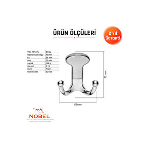 Melon Askı, Metal Vestiyer Askısı, Krom, Duvar Ve Dolap Askılığı (5'li Set) Vidalı
