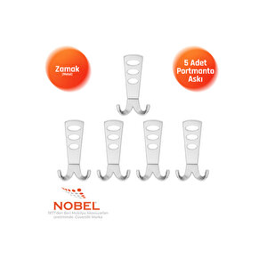 Seylan Portmanto Askısı, Metal Vestiyer Askısı, Krom, Duvar Ve Dolap Askılığı (5'li Set) Vidalı