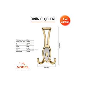 Zepli̇n Portmanto Askısı, Metal Vestiyer Askısı, 84 Gr, Dolap Ve Duvar Askılığı, Altin Matkrom (vidalı)