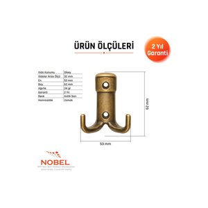 Kare Askı, Metal Vestiyer Askısı, 34 Gr, Dolap Ve Duvar Askılığı, Anti̇k Sari (vidalı)