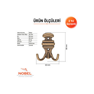 Kemerli̇ Askı, Metal Vestiyer Askısı, 64 Gr, Dolap Ve Duvar Askılığı, Anti̇k Sari (vidalı)