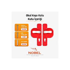 Okul Kapı Kolu –kreş, Anaokulu Ve Sınıf Kapıları İçin Çocuk Korumalı Emniyetli Dayanıklı Plastik Kapı Kolu - Kırmızı (5 Adet)