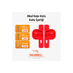 Okul Kapı Kolu –kreş, Anaokulu Ve Sınıf Kapıları İçin Çocuk Korumalı Emniyetli Dayanıklı Plastik Kapı Kolu - Kırmızı Beyaz (5 Adet)