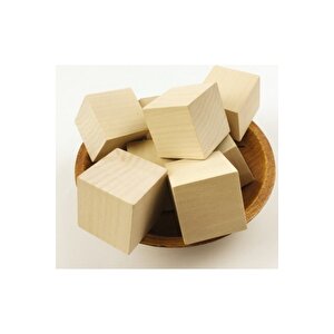 Kavak Küp Hobi Ahşap Küp Dekoratif Küp Doğal Ahşap Küp Blokları | Ebat-3x3x3 Cm (40 Adet)