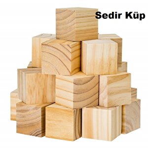 Sedir-katran Küp Hobi Ahşap Küp Dekoratif Küp Doğal Ahşap Küp Blokları | Ebat-5x5x5 Cm (15 Adet)