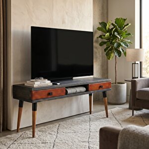 Modest Tv: İskandinav Masif Tv Ünitesi 2 Çekmeceli 1 Raflı - 150 An-bk