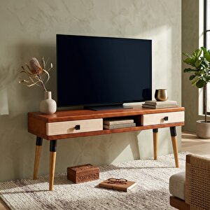 Modest Tv: İskandinav Masif Tv Ünitesi 2 Çekmeceli 1 Raflı - 150 Bk-bz
