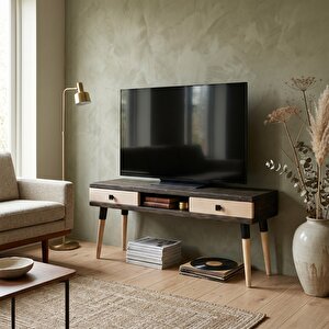 Modest Tv: İskandinav Masif Tv Ünitesi 2 Çekmeceli 1 Raflı - 150 Cv-bz