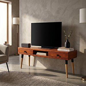 Modest Tv: İskandinav Masif Tv Ünitesi 2 Çekmeceli 1 Raflı - 150 Bk