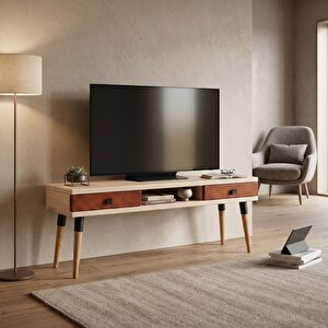 Modest Tv: İskandinav Masif Tv Ünitesi 2 Çekmeceli 1 Raflı - 150 Bz-bk