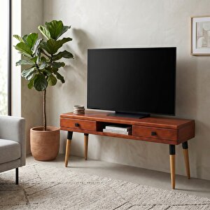 Modest Tv: İskandinav Masif Tv Ünitesi 2 Çekmeceli 1 Raflı - 120 Bk