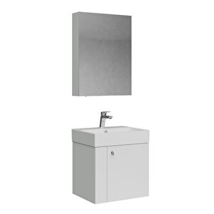 Font Lavabo Dolabı Ve Aynalı Dolap Seti Beyaz