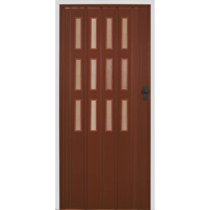 3 Sıra Camlı Akordeon Kapı Ceviz Ahşap Desenli 72x215cm