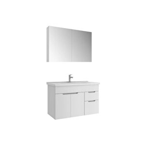 Stora 100 Cm Set Parlak Beyaz (lavabo Dolabı + Aynalı Dolap)