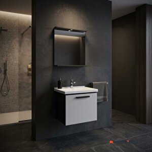 Gris 65 Cm Set Siyah Gri (lavabo Dolabı + Ayna)