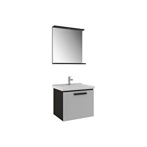 Gris 65 Cm Set Siyah Gri (lavabo Dolabı + Ayna)