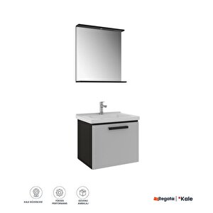 Gris 65 Cm Set Siyah Gri (lavabo Dolabı + Ayna)