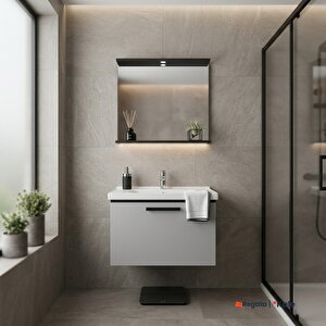 Gris 80 Cm Set Siyah Gri (lavabo Dolabı + Ayna)