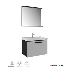 Gris 80 Cm Set Siyah Gri (lavabo Dolabı + Ayna)