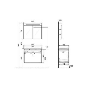 Idea 2.0 80 Cm Tek Çekmeceli Set Pasifik A (lavabo Dolabı + Aynalı Dolap)