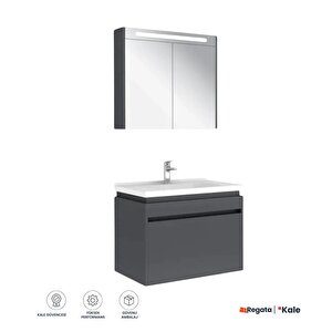 Idea 2.0 80 Cm Tek Çekmeceli Set Parlak Antrasit (lavabo Dolabı + Aynalı Dolap)