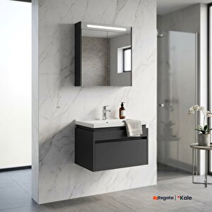 Idea 2.0 65 Cm Tek Çekmeceli Set Parlak Antrasit (lavabo Dolabı + Aynalı Dolap)