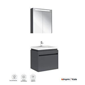 Idea 2.0 65 Cm Tek Çekmeceli Set Parlak Antrasit (lavabo Dolabı + Aynalı Dolap)