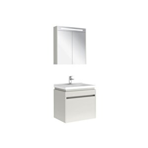 Idea 2.0 65 Cm Tek Çekmeceli Set Parlak Beyaz (lavabo Dolabı + Aynalı Dolap)