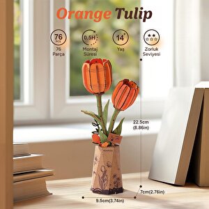 Rowood Tw081 Lale Çiçeği (orange Tulip) Diy Minyatür Maket Model Seti Ahşap 3d Wooden Puzzle 3d Model Kit Ahşap Maket Dekoratif Ho