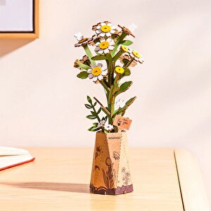 Rowood Tw061 Papatya Çiçeği Chamomile Diy Minyatür Maket Model Seti Ahşap 3d Wooden Puzzle Model Kit Ahşap Maket Dekoratif Hobi Se