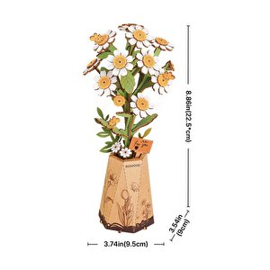Rowood Tw061 Papatya Çiçeği Chamomile Diy Minyatür Maket Model Seti Ahşap 3d Wooden Puzzle Model Kit Ahşap Maket Dekoratif Hobi Se